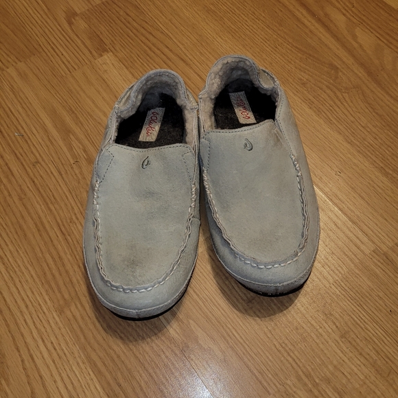 Olikai Womens Genuine Shearling Gray Leather Mule Slippers Loafers Shoes Size 7 - Picture 4 of 7